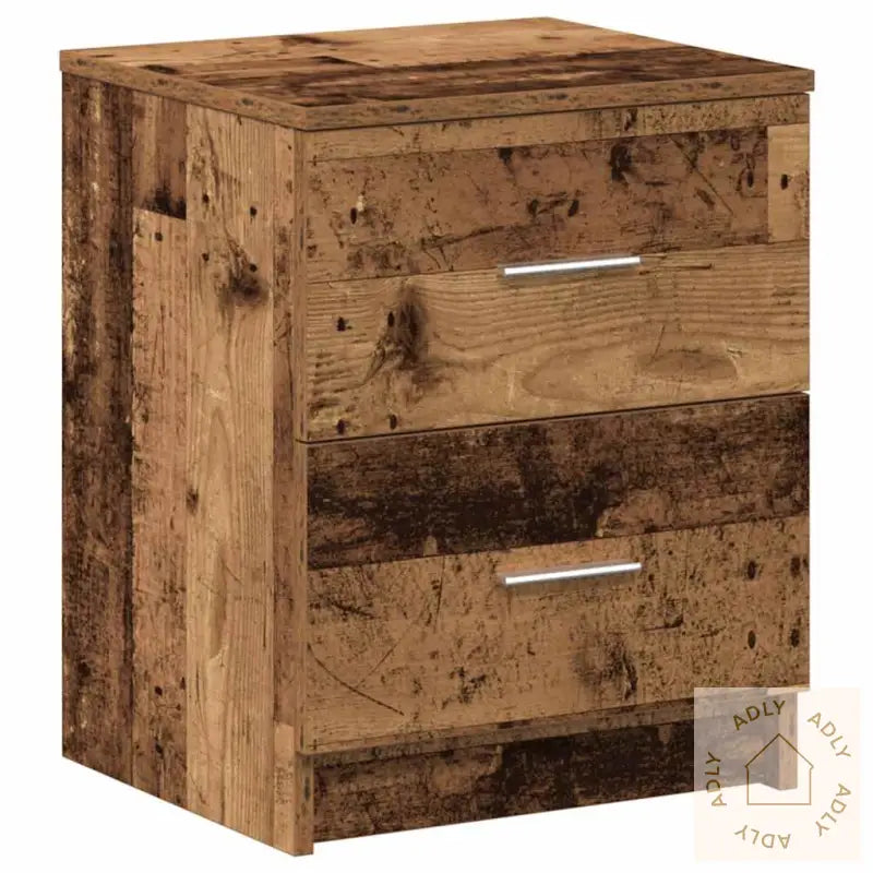 Nattbord Med 2 Skuffer Gammelt Tre 40X36X50 Cm