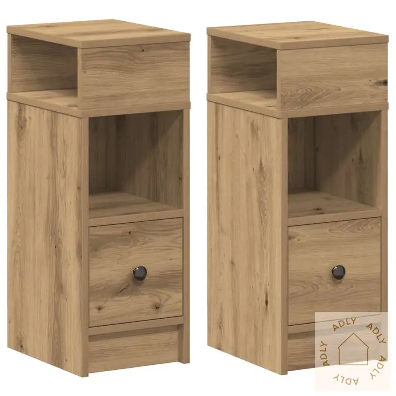 Nattbord 2 Stk Med Skuff Artisan Eik 25X31X66 Cm