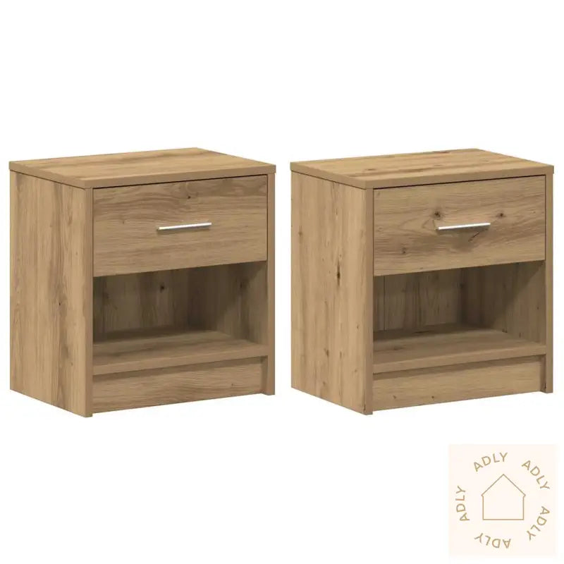Nattbord 2 Stk Med Skuff Artisan Eik 39X28X41 Cm