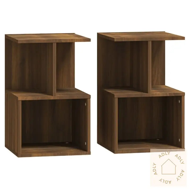 Nattbord 2 Stk Brun Eik 35X35X55 Cm Konstruert Tre