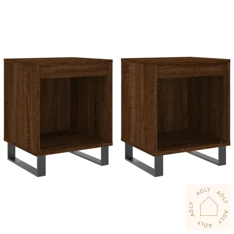 Nattbord 2 Stk Brun Eik 40X35X50 Cm Konstruert Tre