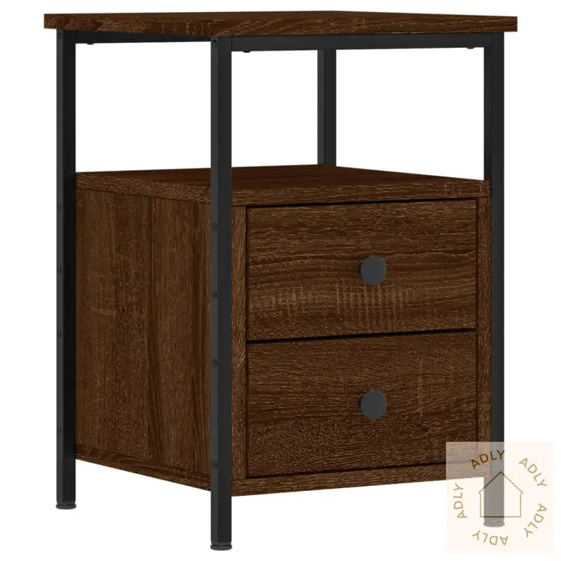 Nattbord Brun Eik 34X35,5X50 Cm Konstruert Tre