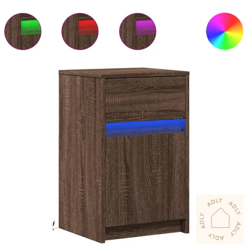 Nattbord Med Led 2 Stk Brun Eik Konstruert Tre