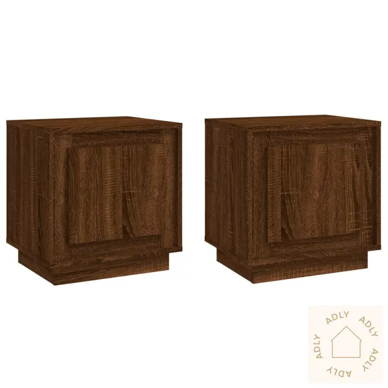 Nattbord 2 Stk Brun Eik 44X35X45 Cm Konstruert Tre