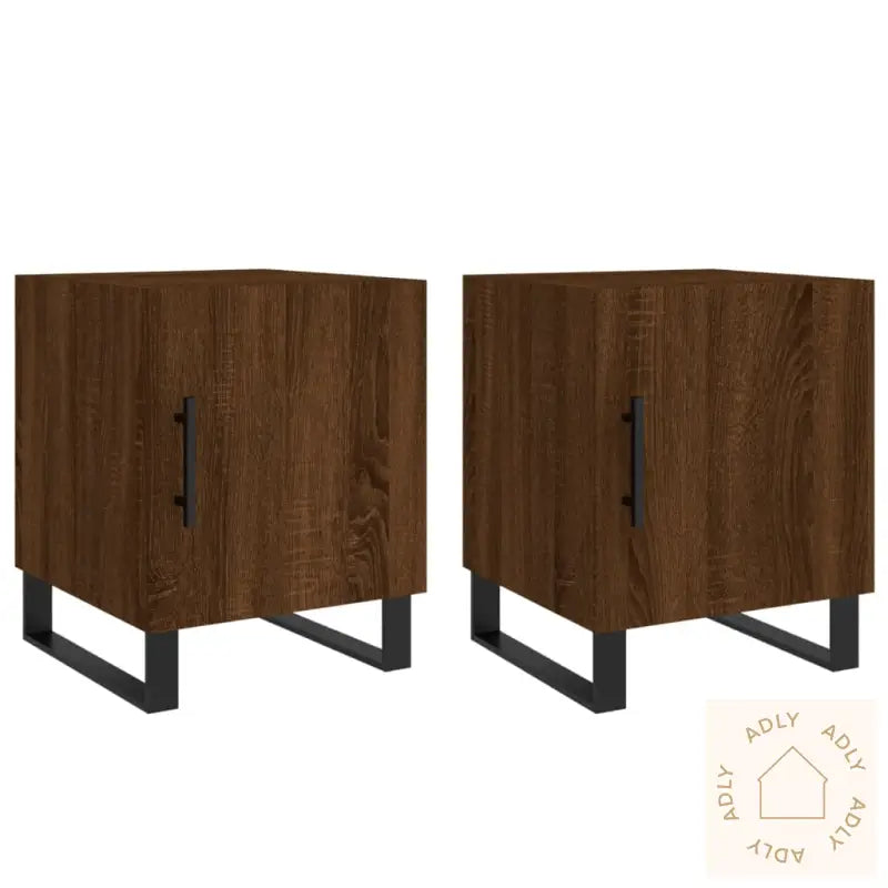 Nattbord 2 Stk Brun Eik 40X40X50 Cm Konstruert Tre