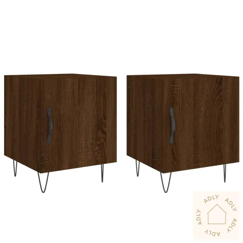 Nattbord 2 Stk Brun Eik 40X40X50 Cm Konstruert Tre