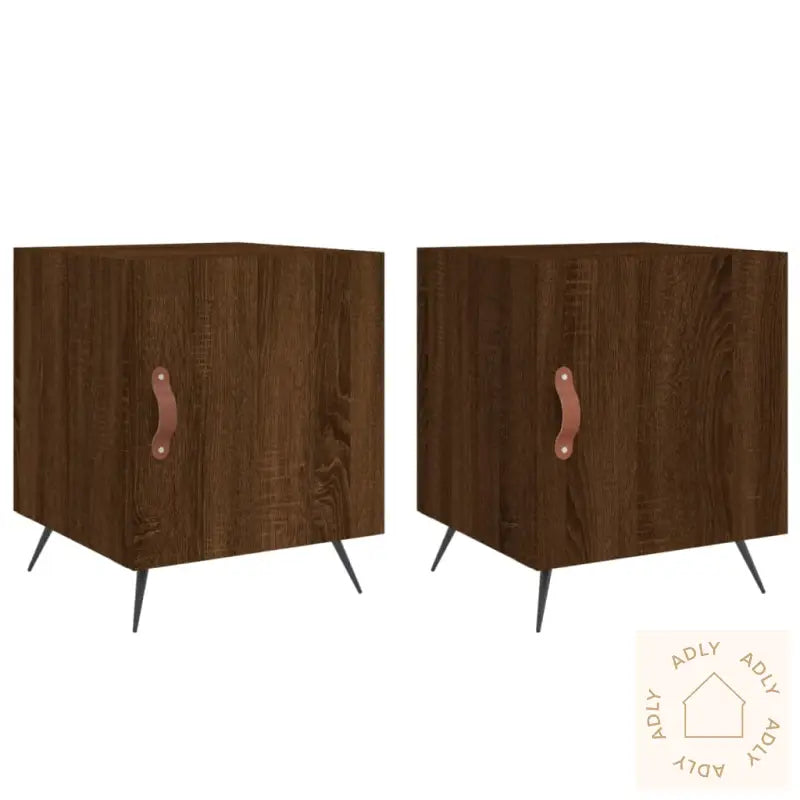 Nattbord 2 Stk Brun Eik 40X40X50 Cm Konstruert Tre