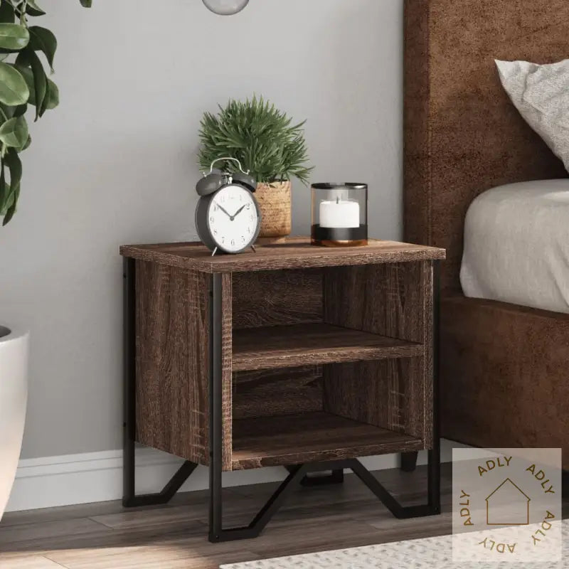 Nattbord Brun Eik 2 Stk 40X30X40 Cm Konstruert Tre