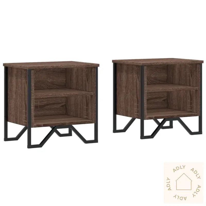 Nattbord Brun Eik 2 Stk 40X30X40 Cm Konstruert Tre