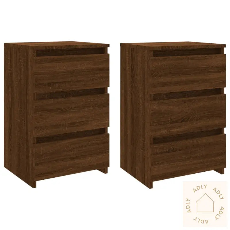 Nattbord 2 Stk Brun Eik 40X35X62,5 Cm Konstruert Tre