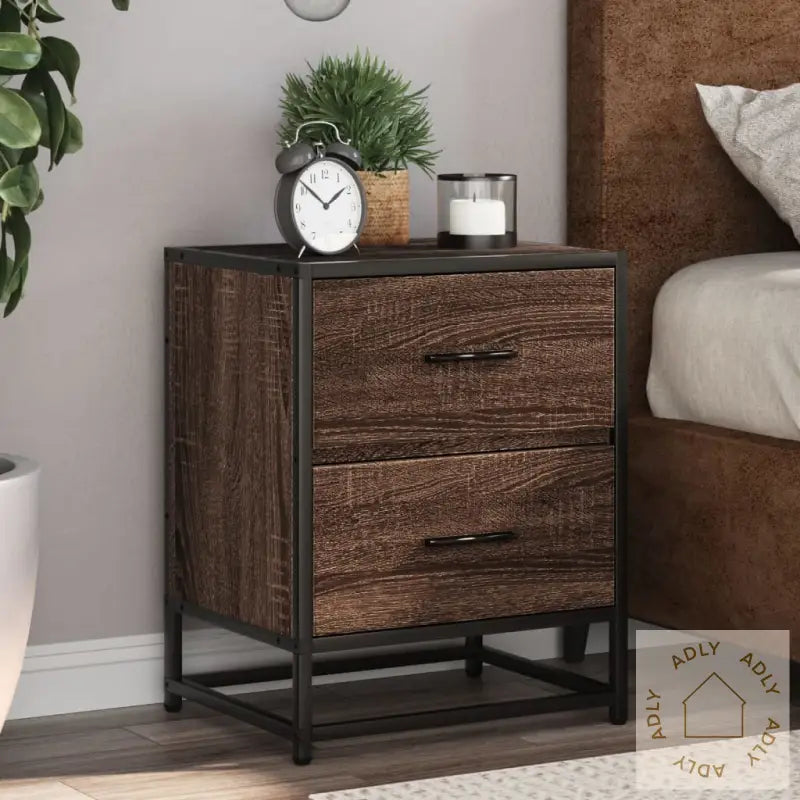 Nattbord 2 Stk Brun Eik 40X31X50 Cm Konstruert Tre