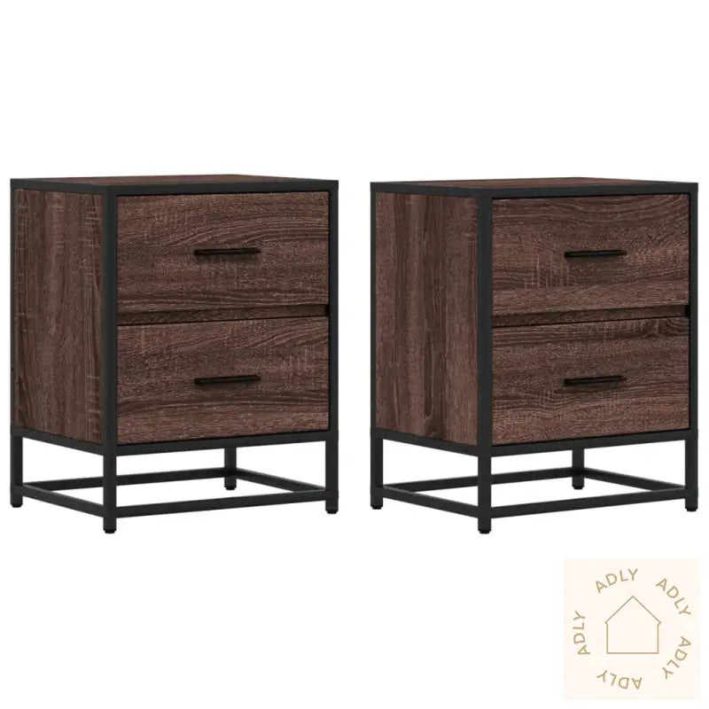 Nattbord 2 Stk Brun Eik 40X31X50 Cm Konstruert Tre