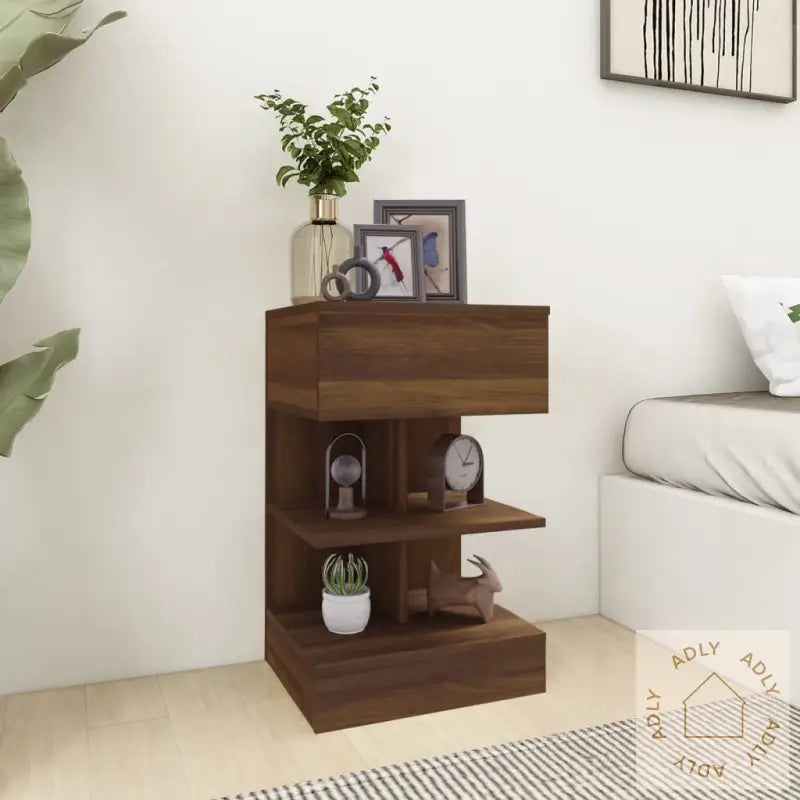 Nattbord 2 Stk Brun Eik 40X35X65 Cm Konstruert Tre
