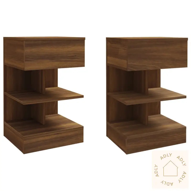 Nattbord 2 Stk Brun Eik 40X35X65 Cm Konstruert Tre