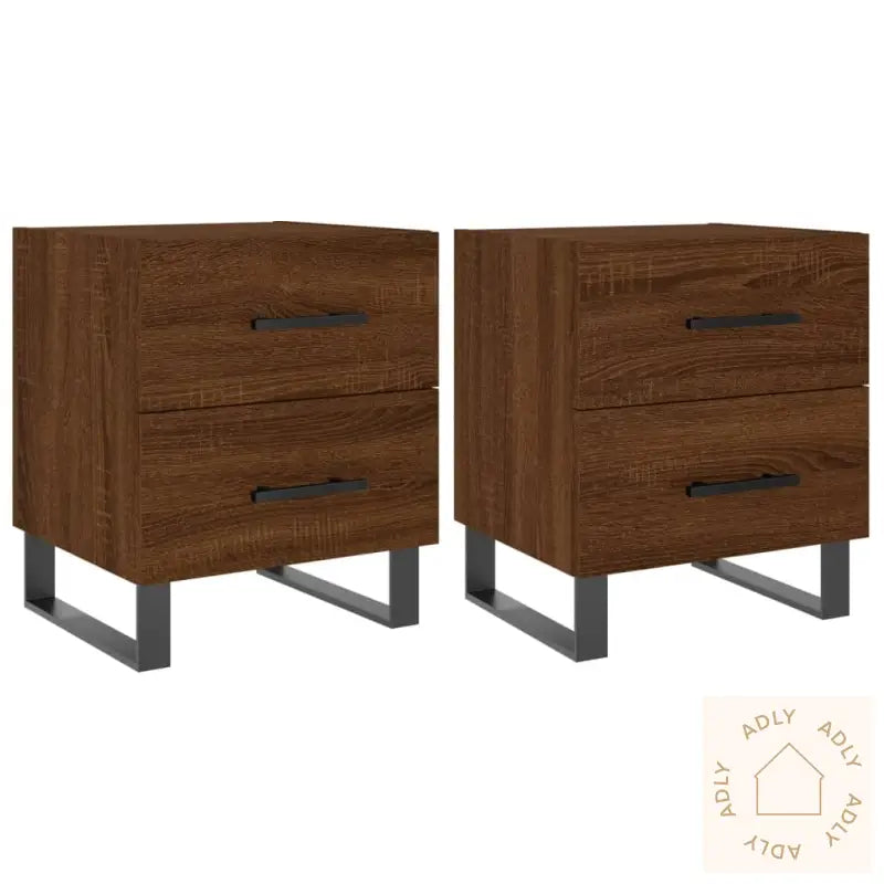 Nattbord 2 Stk Brun Eik 40X35X47,5 Cm Konstruert Tre