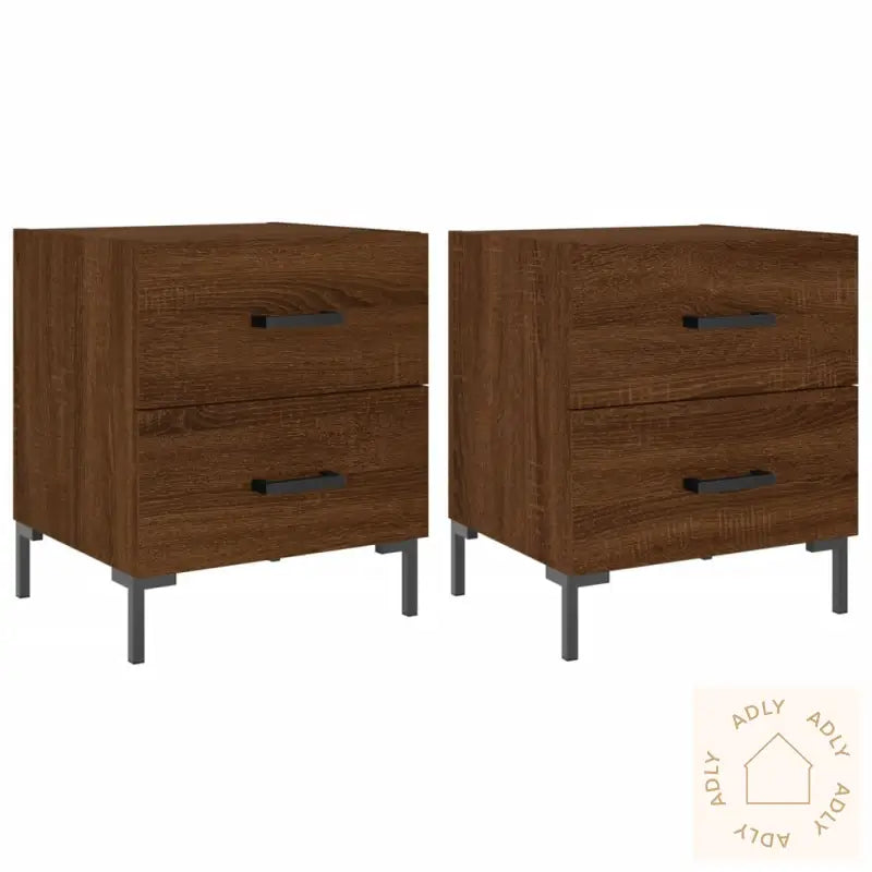 Nattbord 2 Stk Brun Eik 40X35X47,5 Cm Konstruert Tre