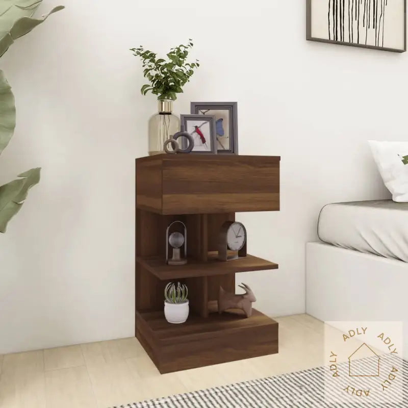 Nattbord Brun Eik 40X35X65 Cm Konstruert Tre