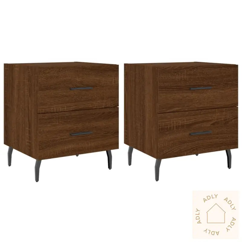 Nattbord 2 Stk Brun Eik 40X35X47,5 Cm Konstruert Tre
