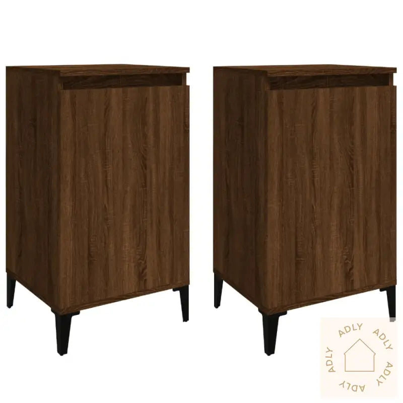 Nattbord 2 Stk Brun Eik 40X35X70 Cm Konstruert Tre