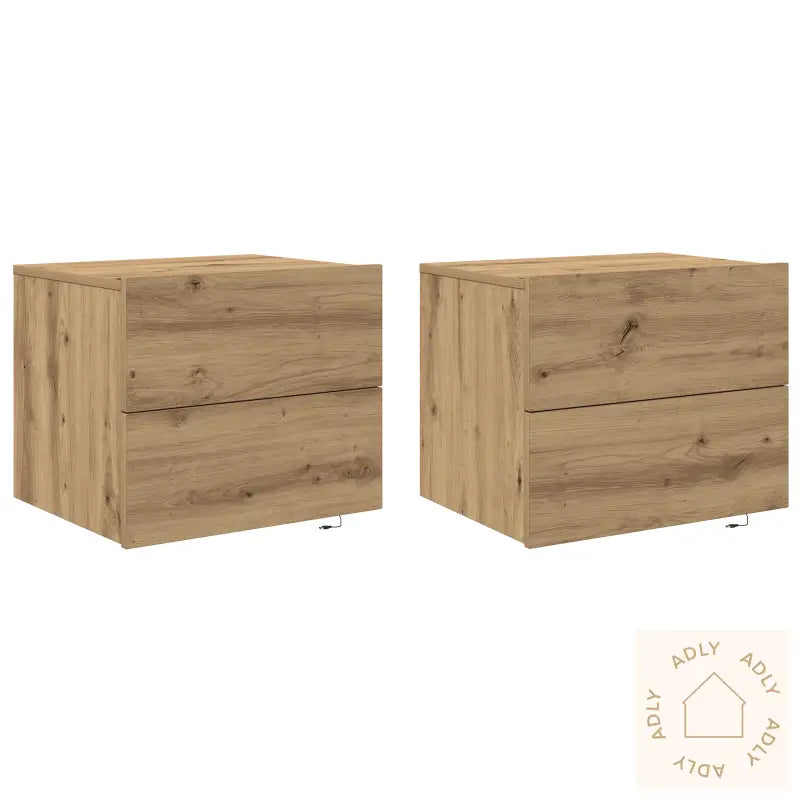 Nattbord Med Led-Lys Veggmontert 2 Stk Artisan Eik