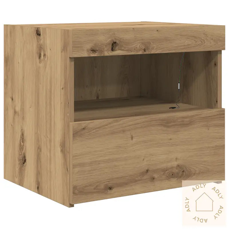Nattbord Med Led-Lamper Artisan Eik 50X40X45 Cm