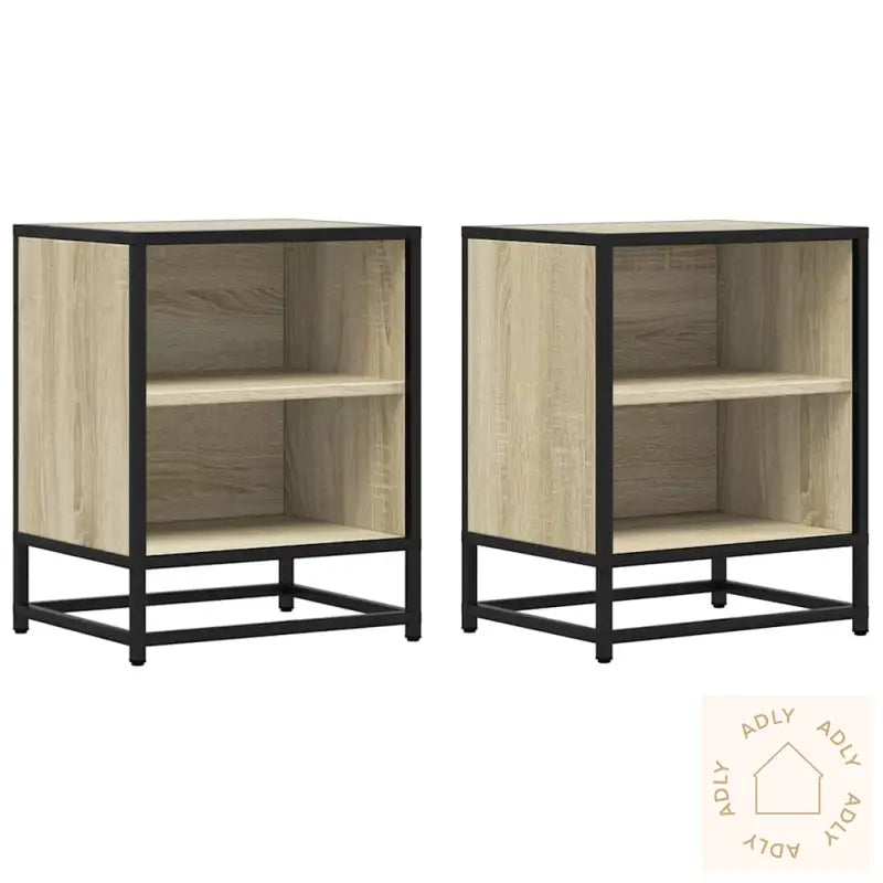 Nattbord 2 Stk Sonoma Eik 40X31X50 Cm Konstruert Tre Og Metall