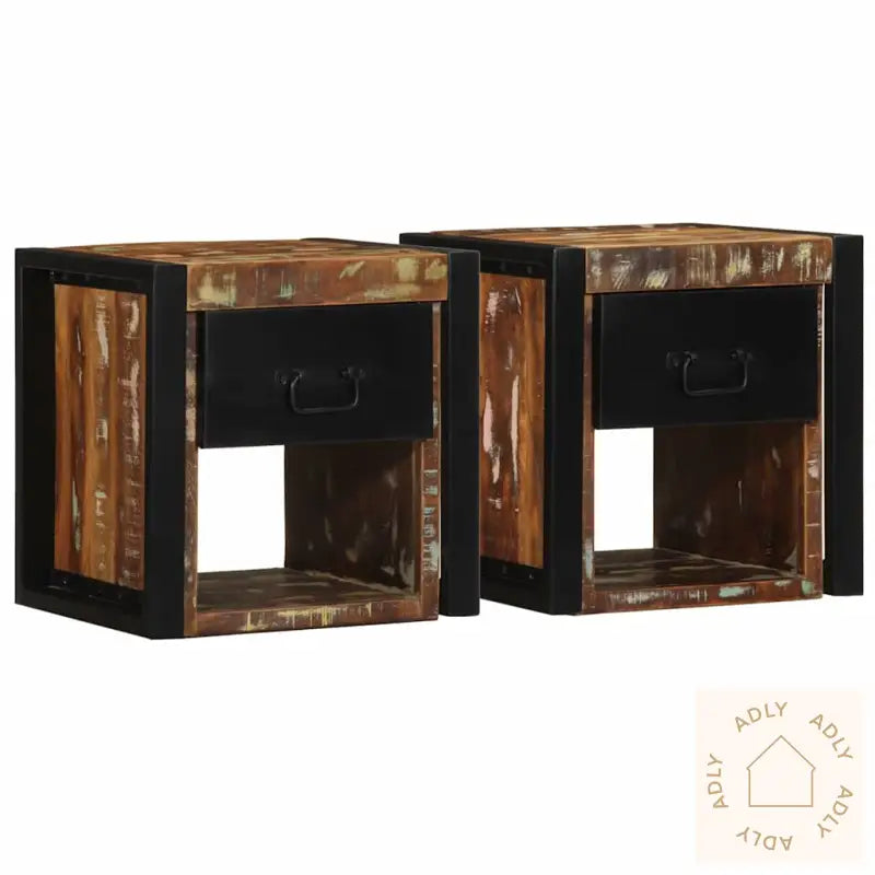 Nattbord 2 Stk Flerfarget 40X35X40 Cm Gjenvunnet Heltre