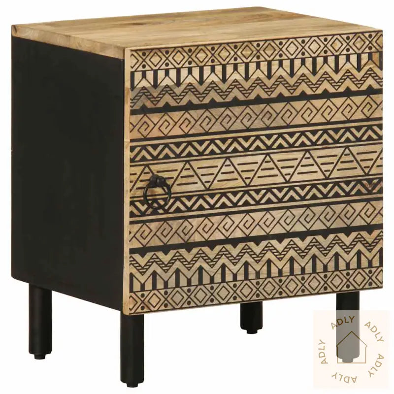 Nattbord 2 Stk Svart 40X33,5X46 Cm Grovt Heltre Mangotre