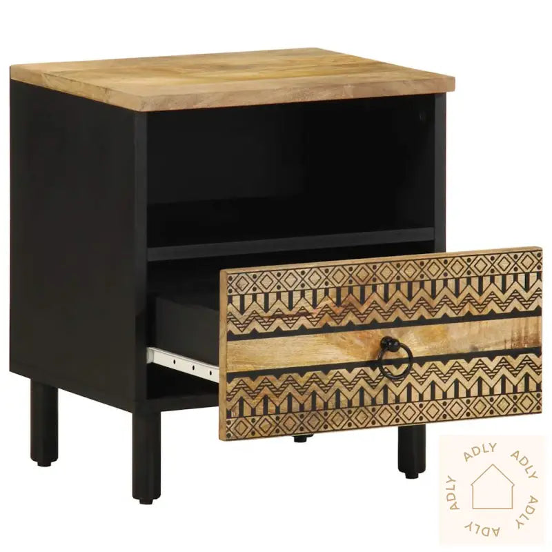 Nattbord Svart 40X33X46 Cm Grovt Heltre Mangotre