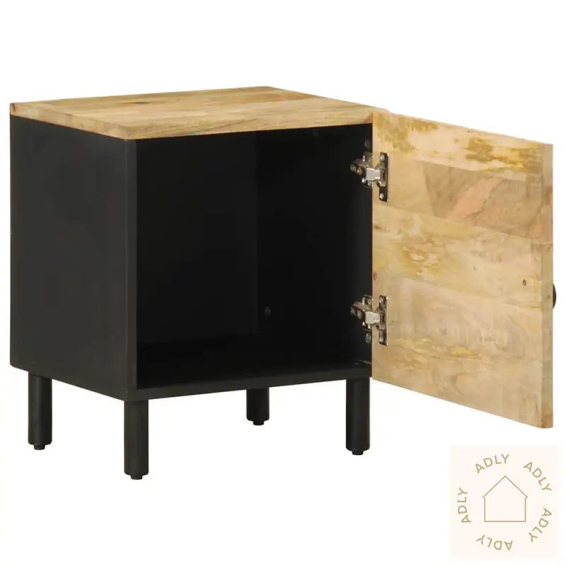 Nattbord Svart 40X33,5X46 Cm Grovt Heltre Mangotre