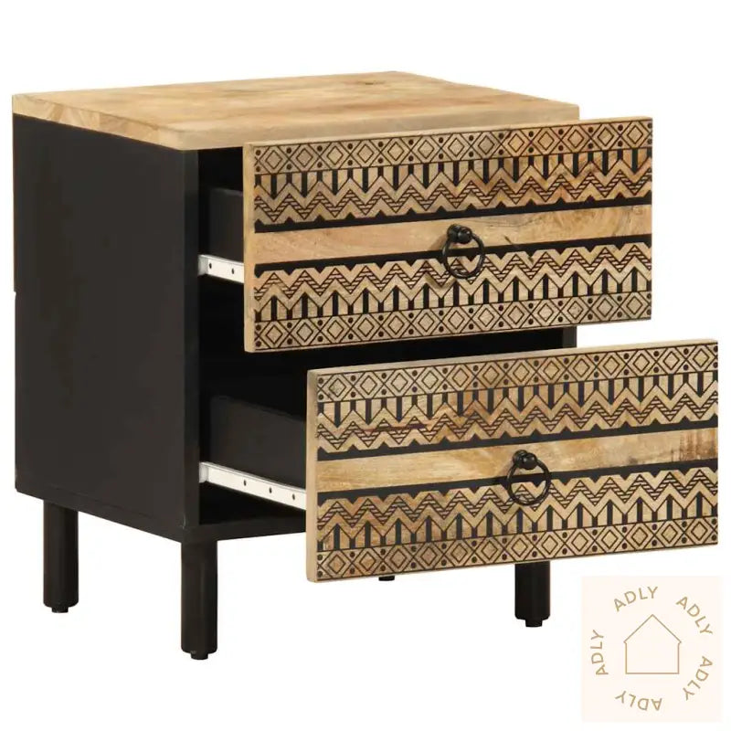 Nattbord Svart 40X33,5X46 Cm Grovt Heltre Mangotre