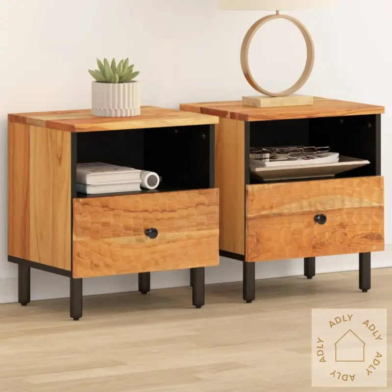 Nattbord 2 Stk 40X33X46 Cm Heltre Akasie