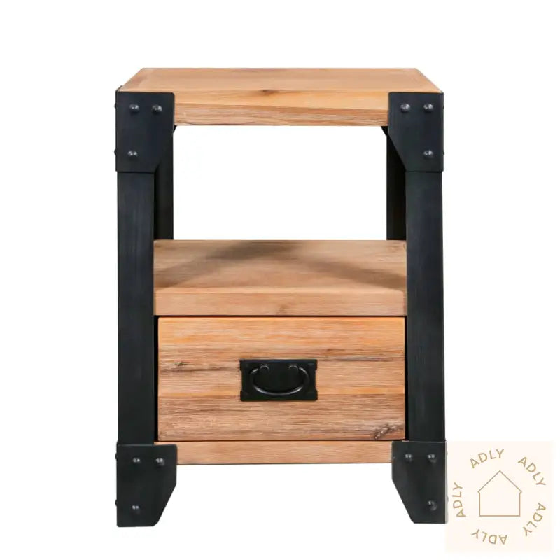 Nattbord 2 Stk Heltre Akasie Stål 40X30X54 Cm