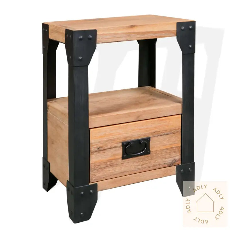 Nattbord Heltre Akasie Stål 40X30X54 Cm