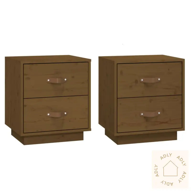 Nattbord 2 Stk Honningbrun 40X34X45 Cm Heltre Furu