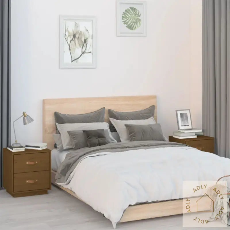 Nattbord 2 Stk Honningbrun 40X34X45 Cm Heltre Furu
