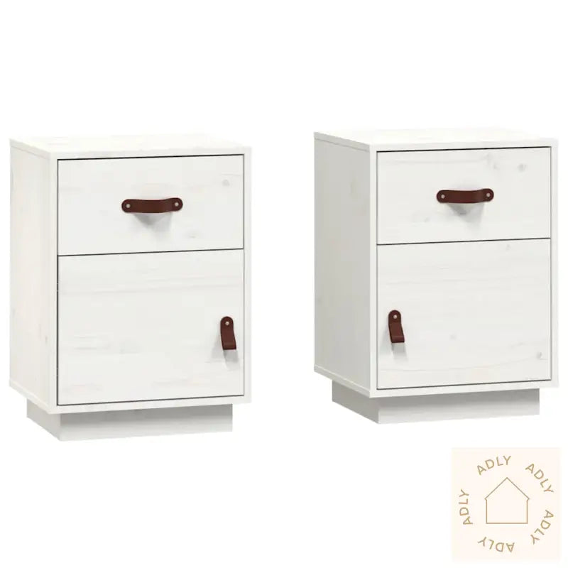 Nattbord 2 Stk Hvit 40X34X55 Cm Heltre Furu