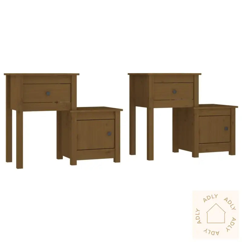 Nattbord 2 Stk Honningbrun 79,5X38X65,5 Cm Heltre Furu