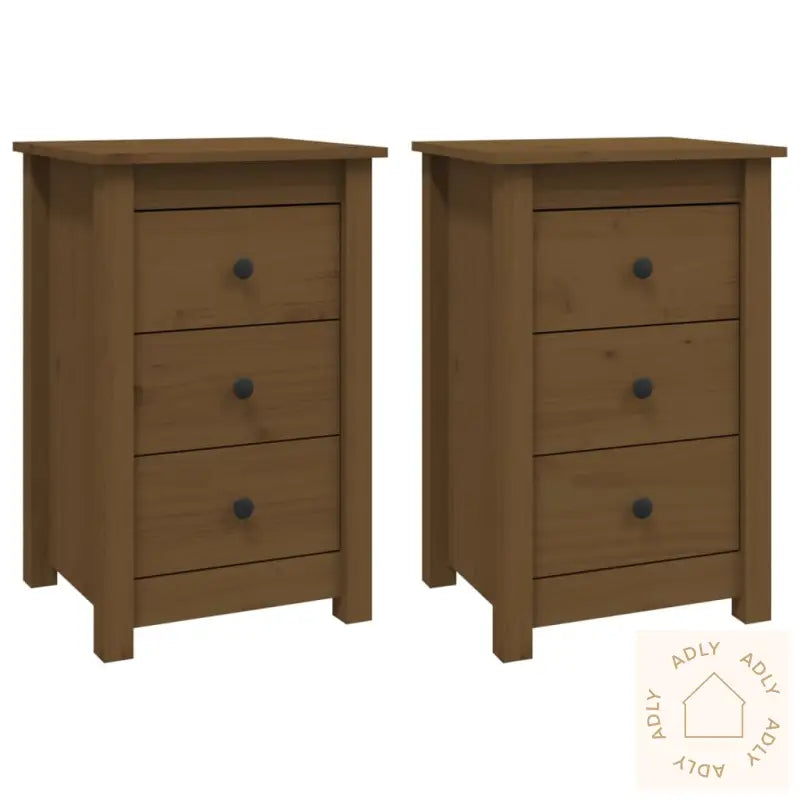 Nattbord 2 Stk Honningbrun 40X35X61 Cm Heltre Furu