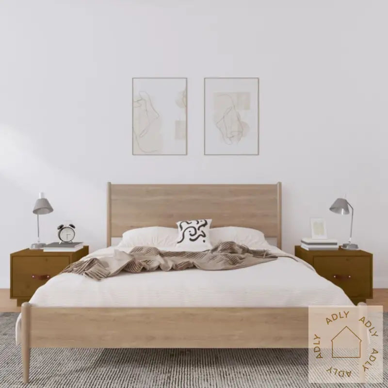 Nattbord 2 Stk Honningbrun 40X34X35 Cm Heltre Furu
