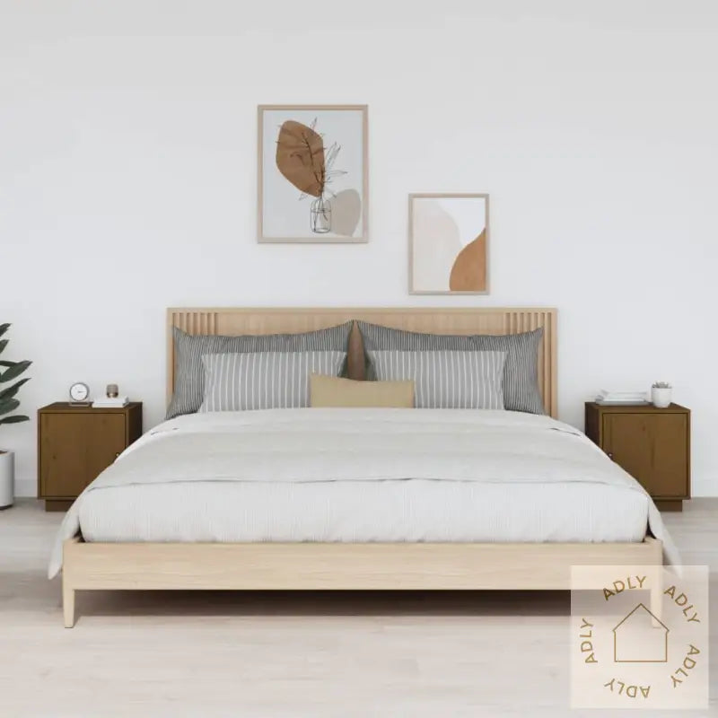 Nattbord 2 Stk Honningbrun 40X34X45 Cm Heltre Furu