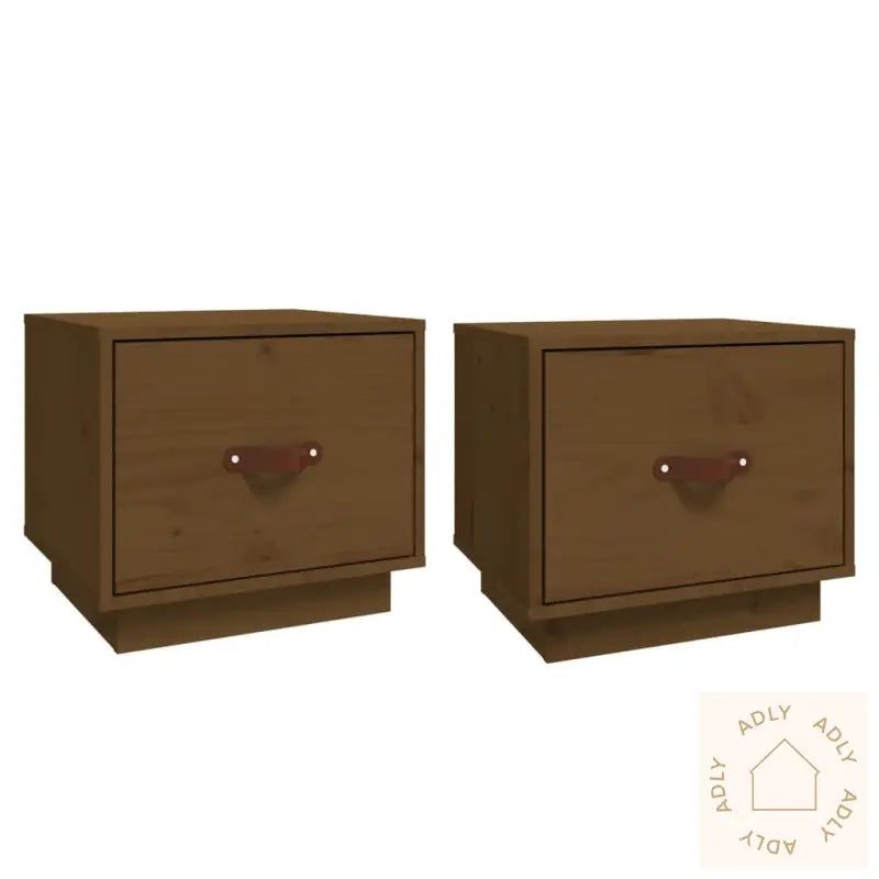 Nattbord 2 Stk Honningbrun 40X34X35 Cm Heltre Furu