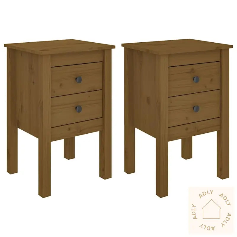 Nattbord 2 Stk Honningbrun 40X35X61 Cm Heltre Furu