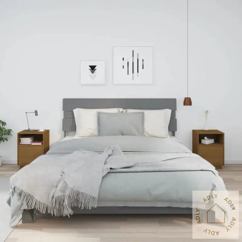 Nattbord 2 Stk Honningbrun 40X34X55 Cm Heltre Furu