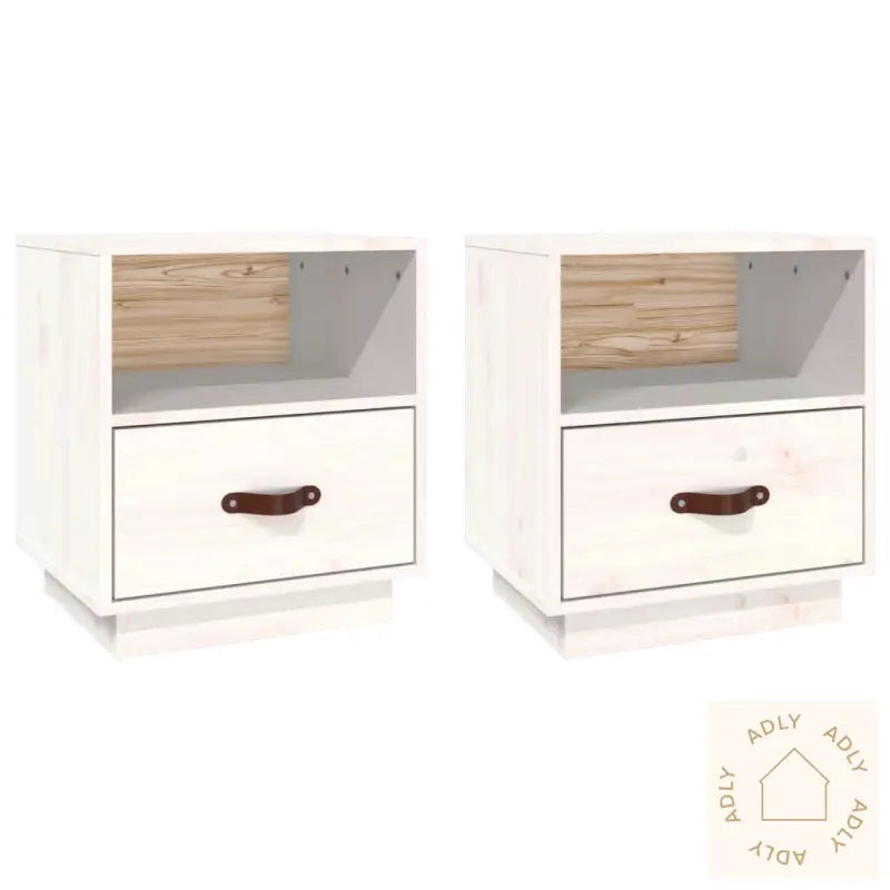 Nattbord 2 Stk Hvit 40X34X45 Cm Heltre Furu