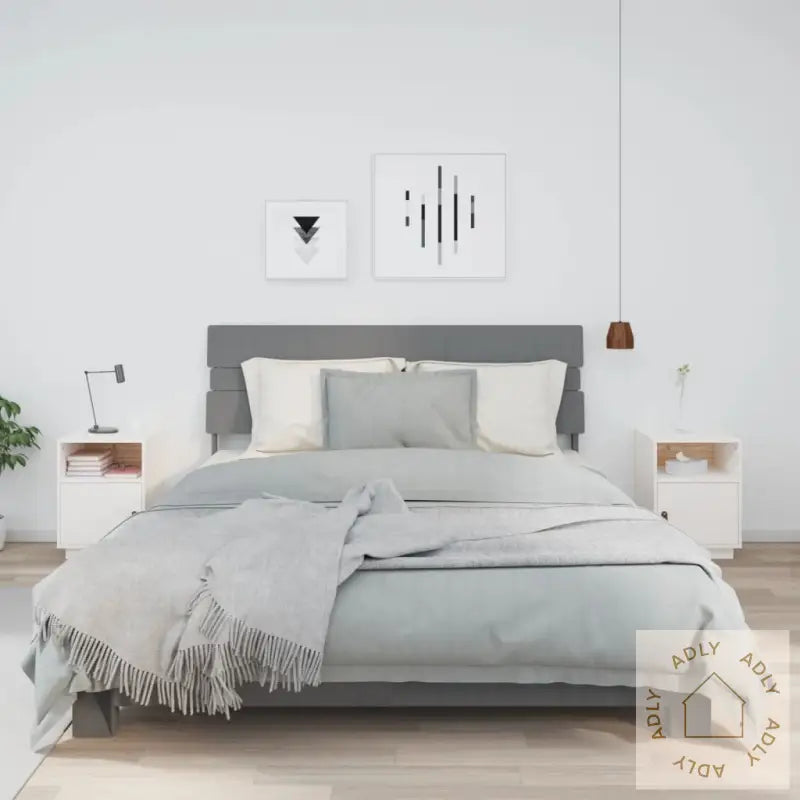 Nattbord 2 Stk Hvit 40X34X55 Cm Heltre Furu