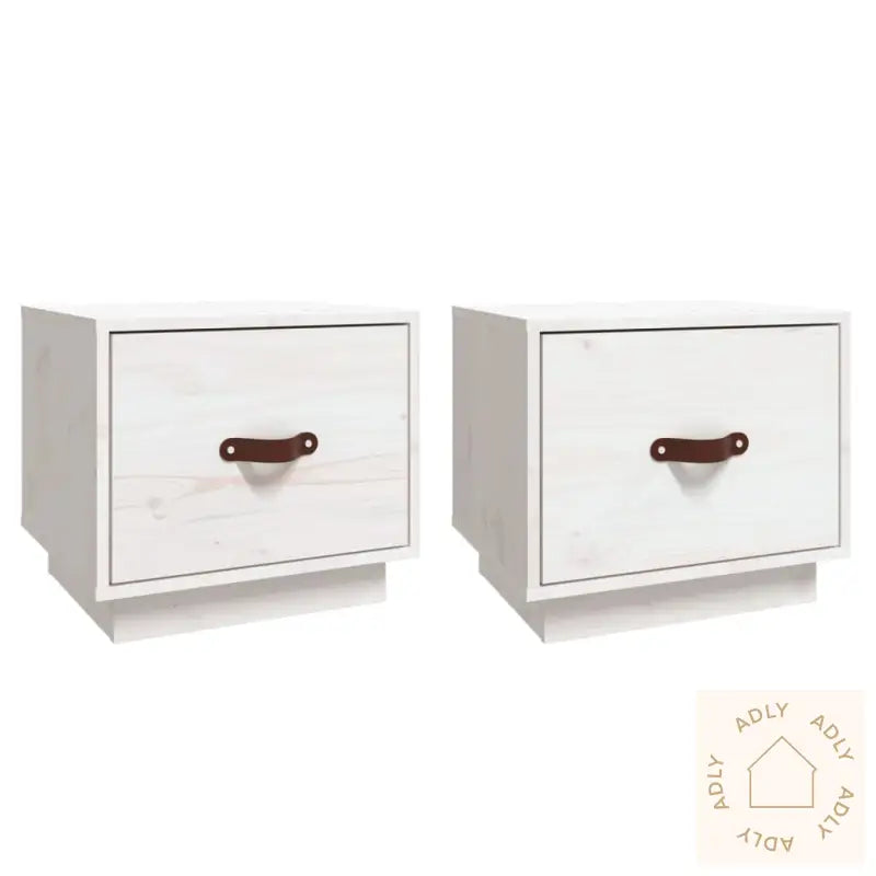 Nattbord 2 Stk Hvit 40X34X35 Cm Heltre Furu