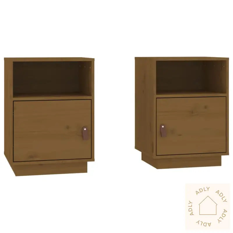 Nattbord 2 Stk Honningbrun 40X34X55 Cm Heltre Furu