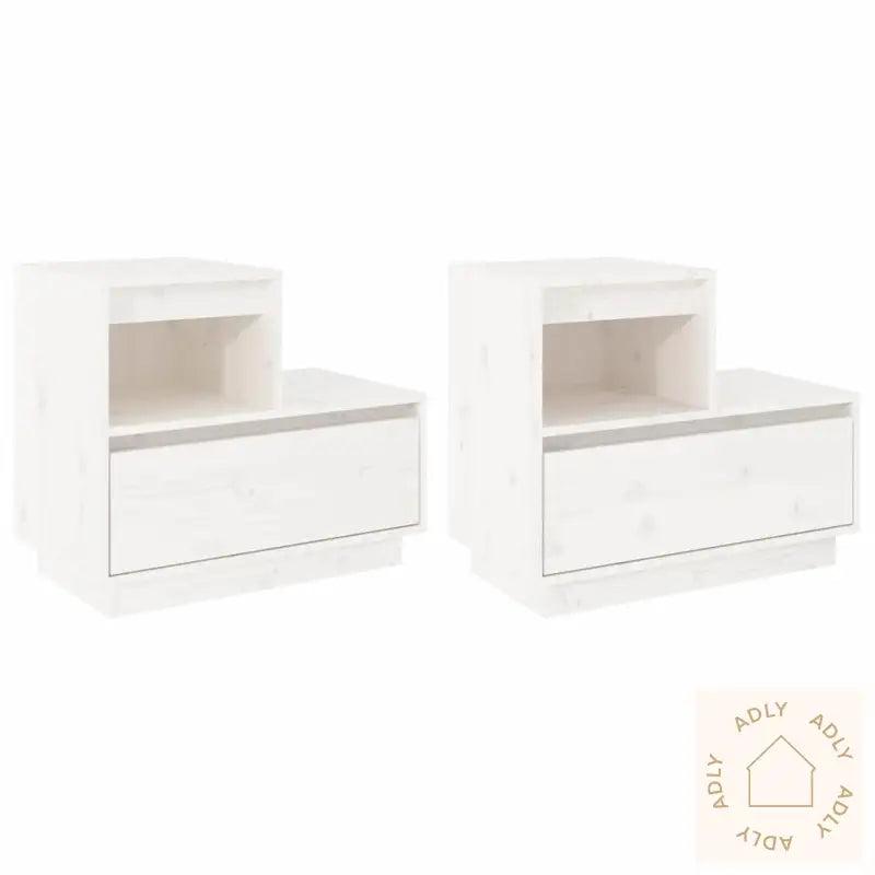Nattbord 2 Stk Hvit 60X34X51 Cm Heltre Furu