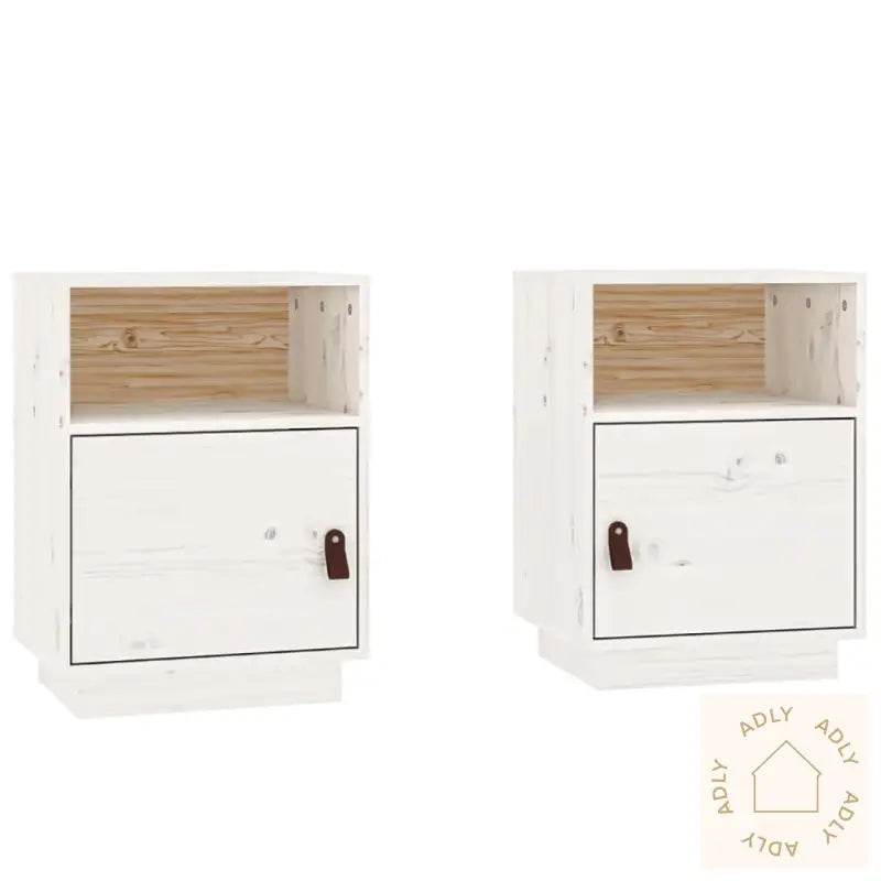 Nattbord 2 Stk Hvit 40X34X55 Cm Heltre Furu